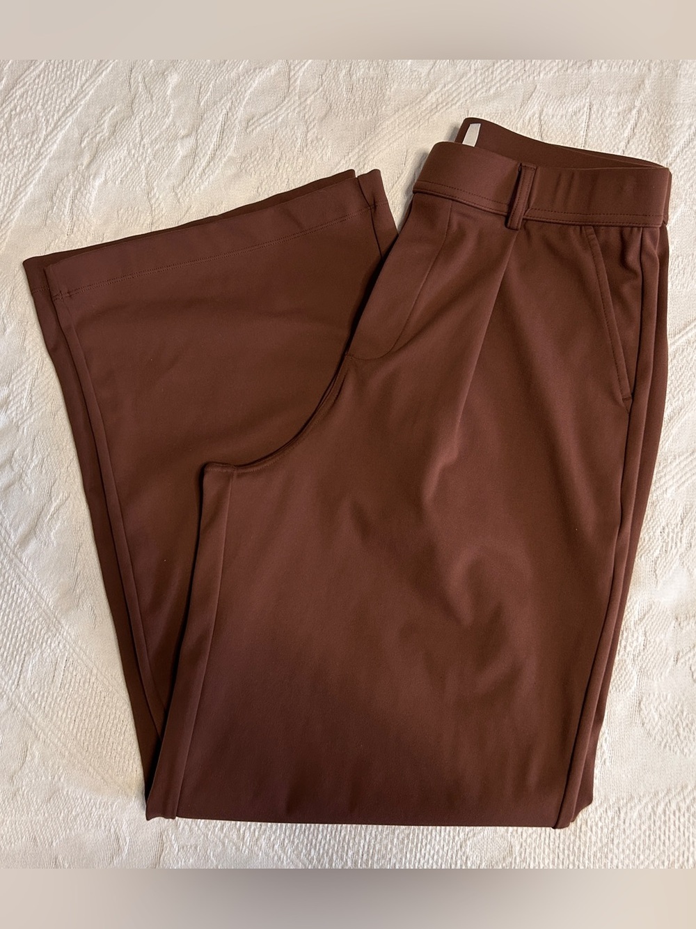 HALARA Women’s Medium High Waisted Flex Brown Dress Pants Straight Leg Pull On